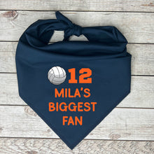 Load image into Gallery viewer, Volleyball Bandana for Dogs with Players Name and Number Matching Team Colors
