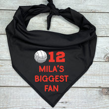 Load image into Gallery viewer, Volleyball Bandana for Dogs with Players Name and Number Matching Team Colors

