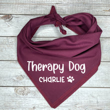 Load image into Gallery viewer, Therapy Dog  with Personalized Name Dog Bandana
