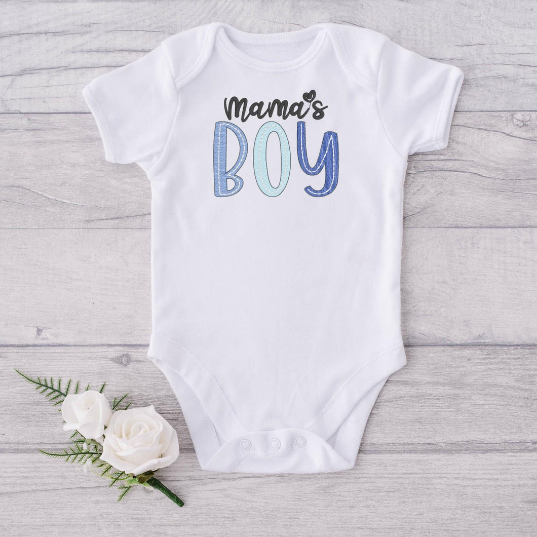 Mama's Boy Embroidered Baby Bodysuit