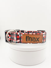 Load image into Gallery viewer, Personalized Christmas Dog Collar with Engraved Name with Matching Leash
