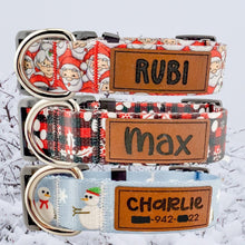 Load image into Gallery viewer, Personalized Christmas Dog Collar with Engraved Name with Matching Leash

