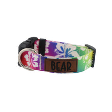 Load image into Gallery viewer, Custom Dog Collar And Matching Leash Set in a Rainbow Print with Pets Name
