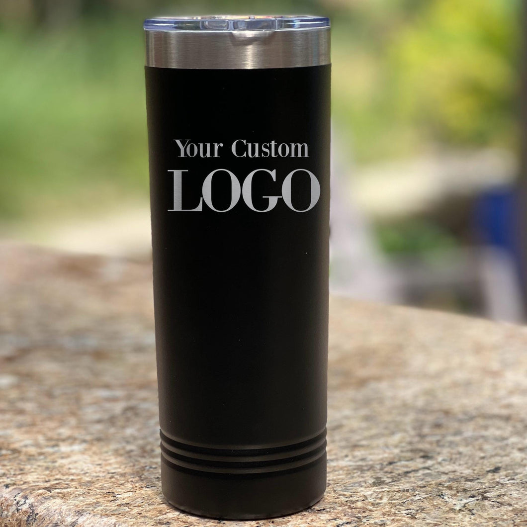 Skinny Tumbler with Custom Logo - Engraved Insulated Cup - Branded Business Gifts - Personalized Drinkware for Events & Swag
