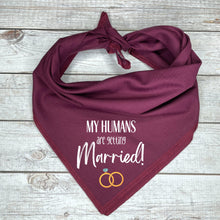 Load image into Gallery viewer, My Humans Are Getting Married! Dog Bandana | Engagement Announcement Pet Outfit | Wedding Photo Prop | Rings Design
