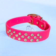 Load image into Gallery viewer, Hot Pink Bling Dog Collar  Waterproof, Sparkly, &amp; Durable with Rhinestone Glam, BioThane®
