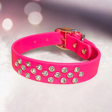 Load image into Gallery viewer, Hot Pink Bling Dog Collar  Waterproof, Sparkly, &amp; Durable with Rhinestone Glam, BioThane®
