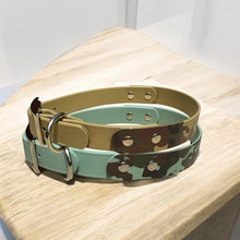 Load image into Gallery viewer, Printed Camo BioThane® Dog Collar  Waterproof, Stink-Proof &amp; Durable | 1 Wide | Camo Pattern + Solid | Nickle Hardware | 2 Color Options
