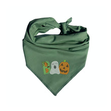Load image into Gallery viewer, Halloween Dog Bandana | Embroidered “BOO Fun Font | Cute Spooky Pet Scarf | Fall Dog Outfit | Seasonal Dog Accessory
