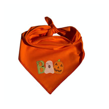 Load image into Gallery viewer, Halloween Dog Bandana | Embroidered “BOO Fun Font | Cute Spooky Pet Scarf | Fall Dog Outfit | Seasonal Dog Accessory
