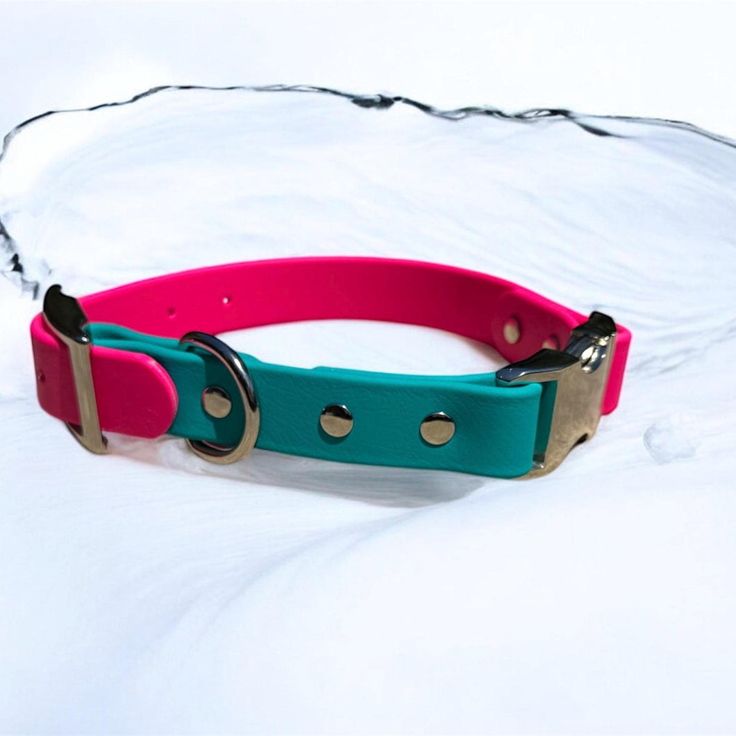Custom Two-Tone BioThane® Dog Collar with Nickel Buckles | 1
