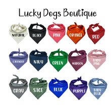 Load image into Gallery viewer, Halloween Dog Bandana | Embroidered “BOO Fun Font | Cute Spooky Pet Scarf | Fall Dog Outfit | Seasonal Dog Accessory
