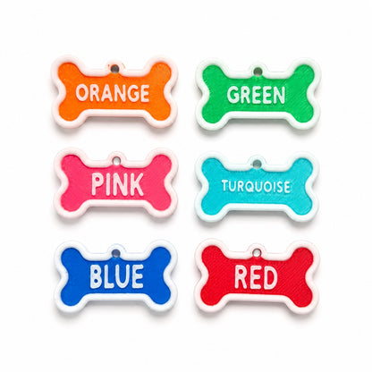 Personalized dog bone tag color choices