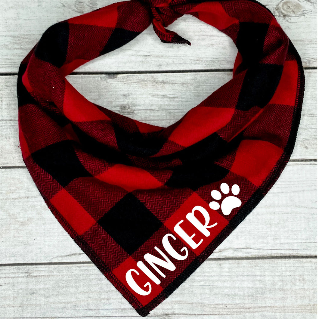 Buffalo Plaid Dog Bandana*** Personalized with Paw Print * Custom Dog Bandana