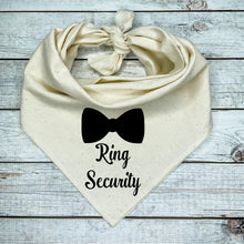 Load image into Gallery viewer, Ring Security with Bow Tie Dog Bandana… Wedding gift for dog lover
