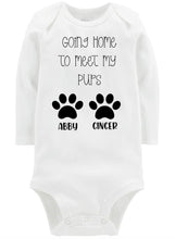 Load image into Gallery viewer, Going Home to Meet My Pups Baby Bodysuit Personalized with Pups Names

