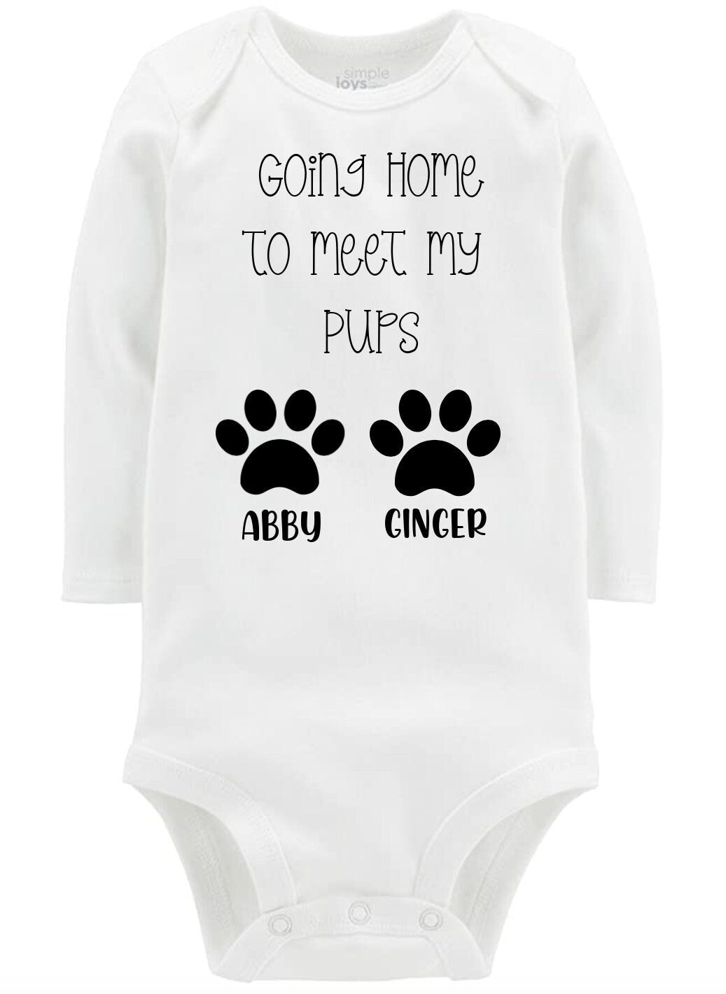 Going Home to Meet My Pups Baby Bodysuit Personalized with Pups Names