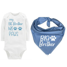 Load image into Gallery viewer, Dog Bandana with Matching Bodysuit,  Baby Blue Big Brother Bandana
