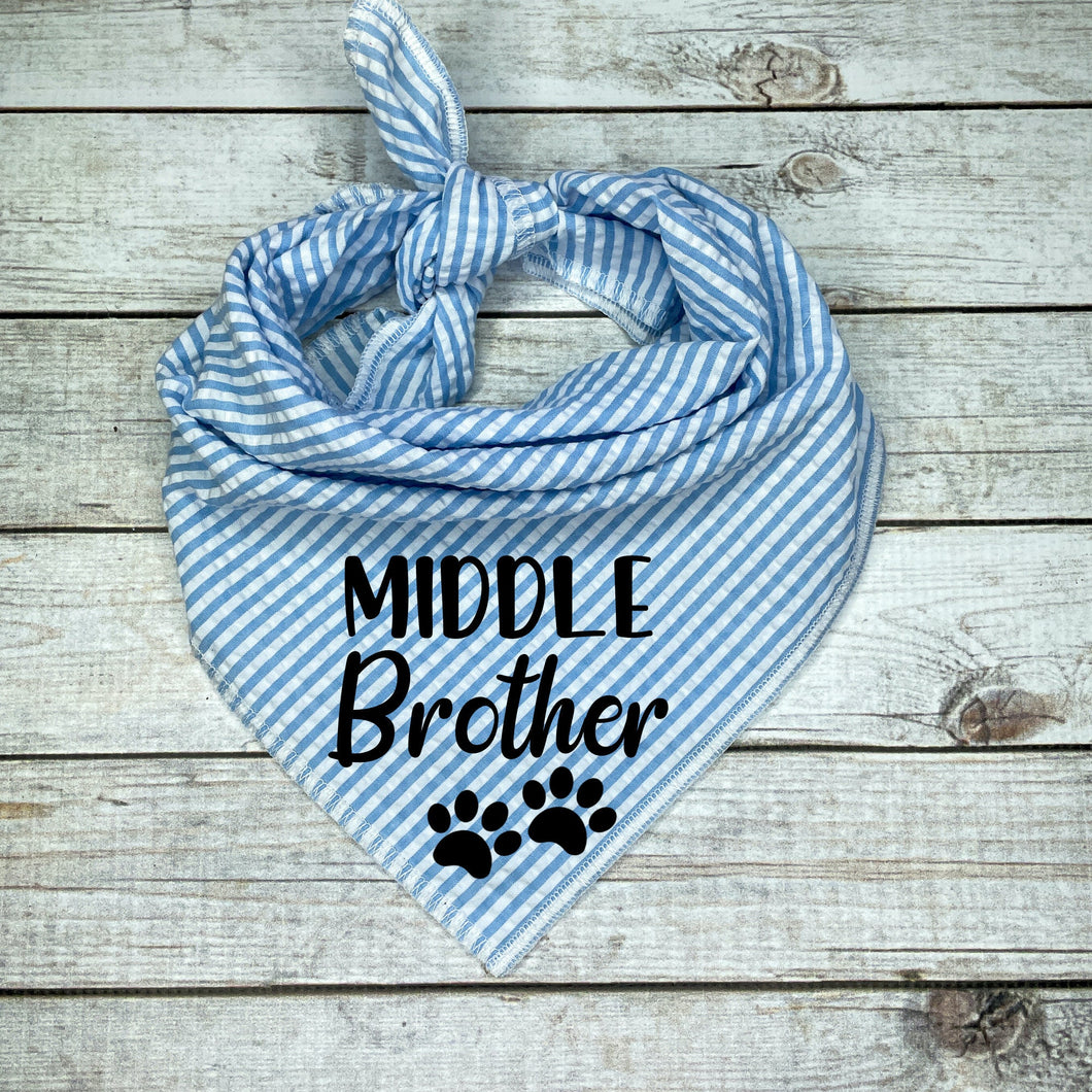 Middle Brother Blue Seer Sucker Dog Bandana