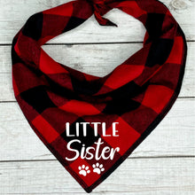 Load image into Gallery viewer, Buffalo Plaid Little Sister Dog Bandana
