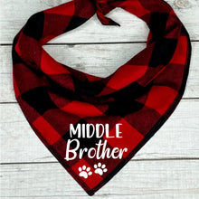 Load image into Gallery viewer, Buffalo Plaid Middle Brother Dog Bandana
