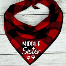 Load image into Gallery viewer, Buffalo Plaid Middle Sister Dog Bandana
