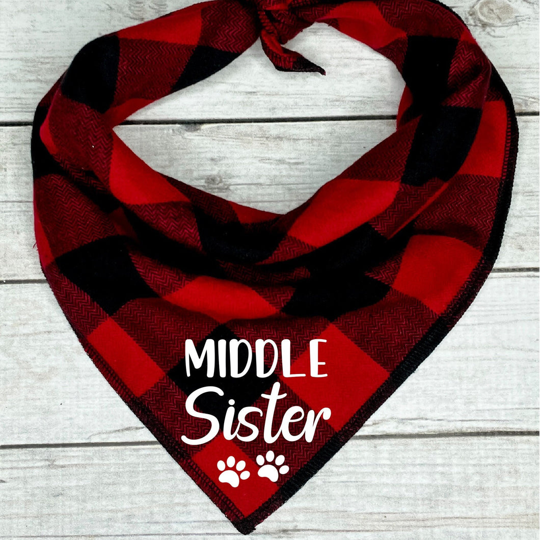 Buffalo Plaid Middle Sister Dog Bandana