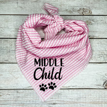 Load image into Gallery viewer, Middle Child Pink Seer Sucker Dog Bandana
