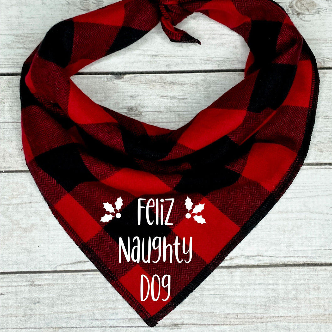 Feliz Naughty Dog Buffalo Plaid Dog Bandana