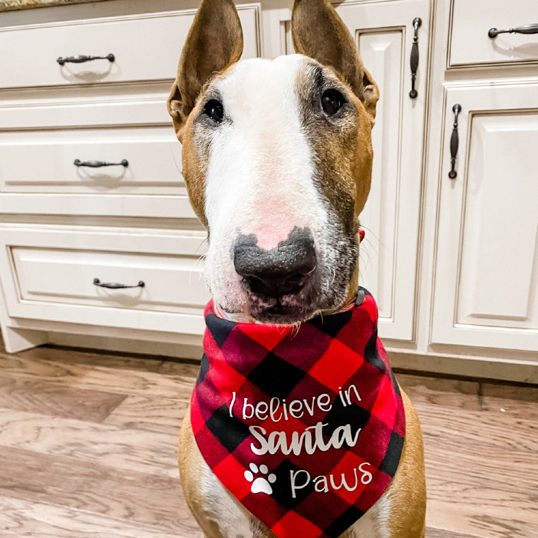 Buffalo Plaid Dog Bandana*** I believe in Santa Paws