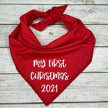 Load image into Gallery viewer, My First Christmas 2021 Dog Bandana
