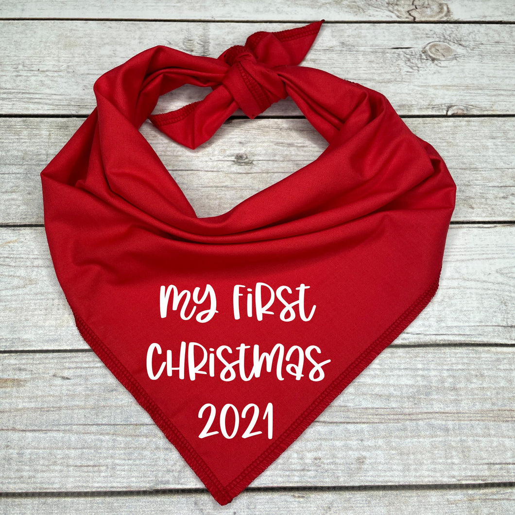 My First Christmas 2021 Dog Bandana