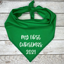 Load image into Gallery viewer, My First Christmas 2021 Dog Bandana
