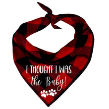 Load image into Gallery viewer, Buffalo Plaid Dog Bandana Buffalo Plaid Birth Announcement
