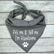 Load image into Gallery viewer, Pet Me &amp; Tell Me I&#39;m Handsome Dog Bandana
