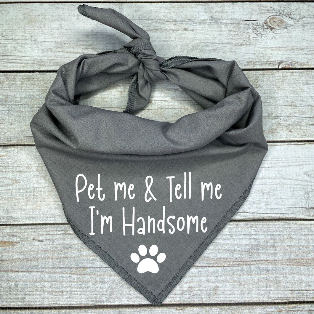 Pet Me & Tell Me I'm Handsome Dog Bandana