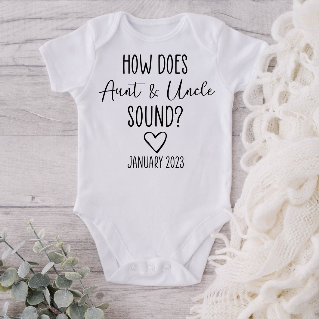 How Does Aunt and Uncle Sound?  Baby Bodysuit