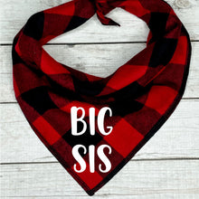 Load image into Gallery viewer, Buffalo Plaid Big Sis Dog Bandana
