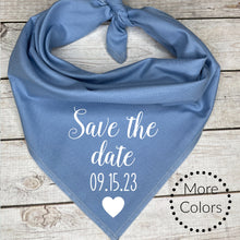 Load image into Gallery viewer, Save the Date Dog Bandana, Wedding Announcement Bandana for Dog Lovers
