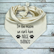Load image into Gallery viewer, I&#39;m the Reason we Can&#39;t Have Nice Things Dog Bandana
