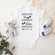 Load image into Gallery viewer, Promoted from Dog Grandparents to Human Grandparents Baby Bodysuit
