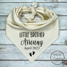 Load image into Gallery viewer, Little Brother Arriving Dog Bandana,  Pregnancy Announcement
