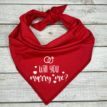 Load image into Gallery viewer, Will You Marry Me? Dog Bandana      Unique Marriage Proposal Ideas
