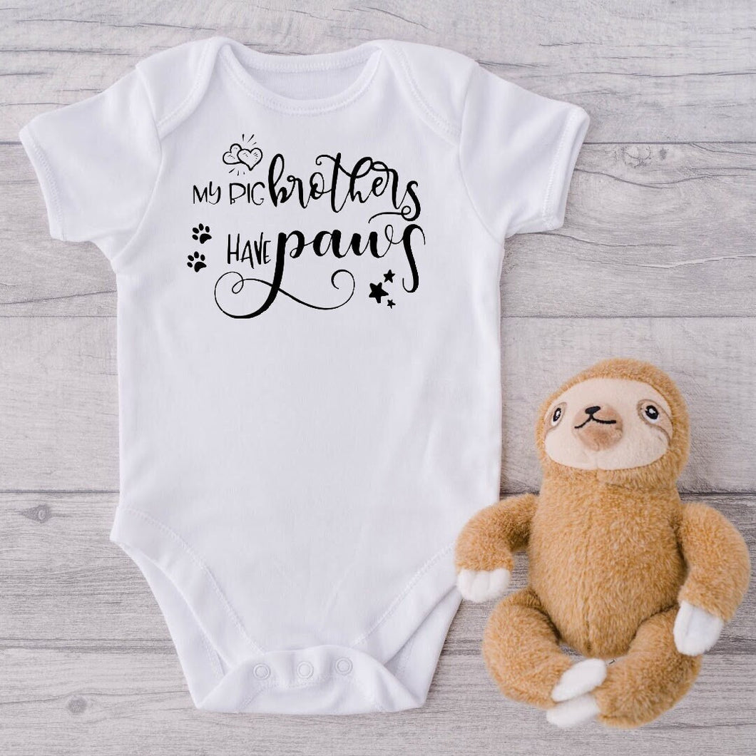 My Big Brothers have Paws Baby Bodysuit, Birth Announcement, Baby Shower Gift