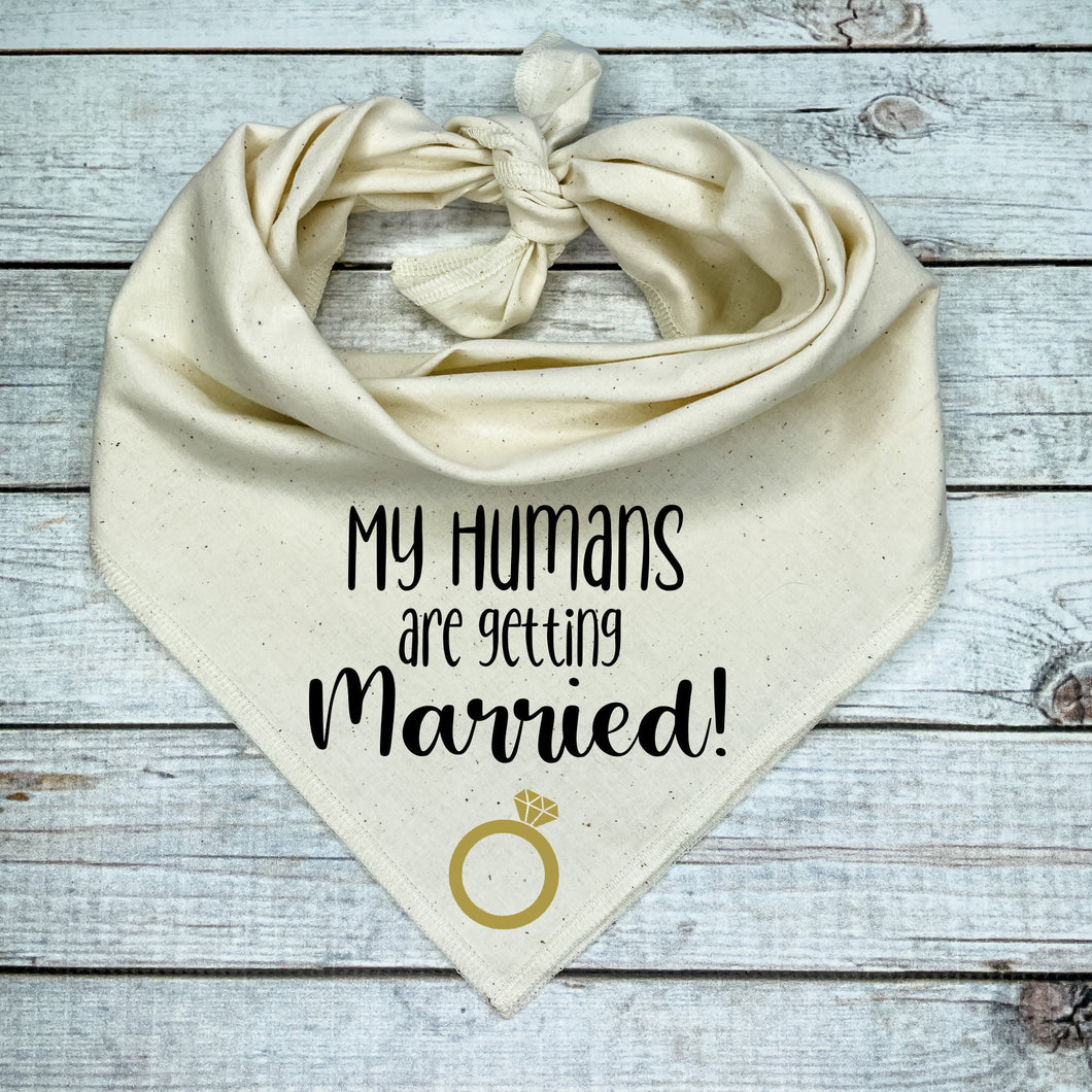 My Humans are getting Married with Gold Ring! Dog Bandana