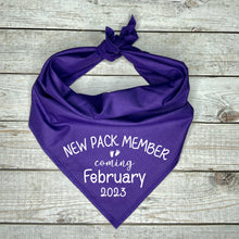 Load image into Gallery viewer, New Pack Member Coming with Custom Date Dog Bandana,  Pregnancy Announcement
