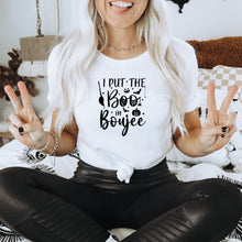 Load image into Gallery viewer, I Put the Boo in Boujee Bella Canvas Tee Shirt, Halloween Shirt
