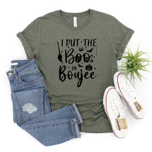 Load image into Gallery viewer, I Put the Boo in Boujee Bella Canvas Tee Shirt, Halloween Shirt
