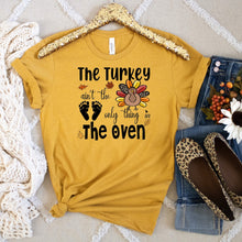 Load image into Gallery viewer, The Turkey Ain&#39;t The Only Thing In The Oven Bella Canvas Tee Shirt, Baby Announcement
