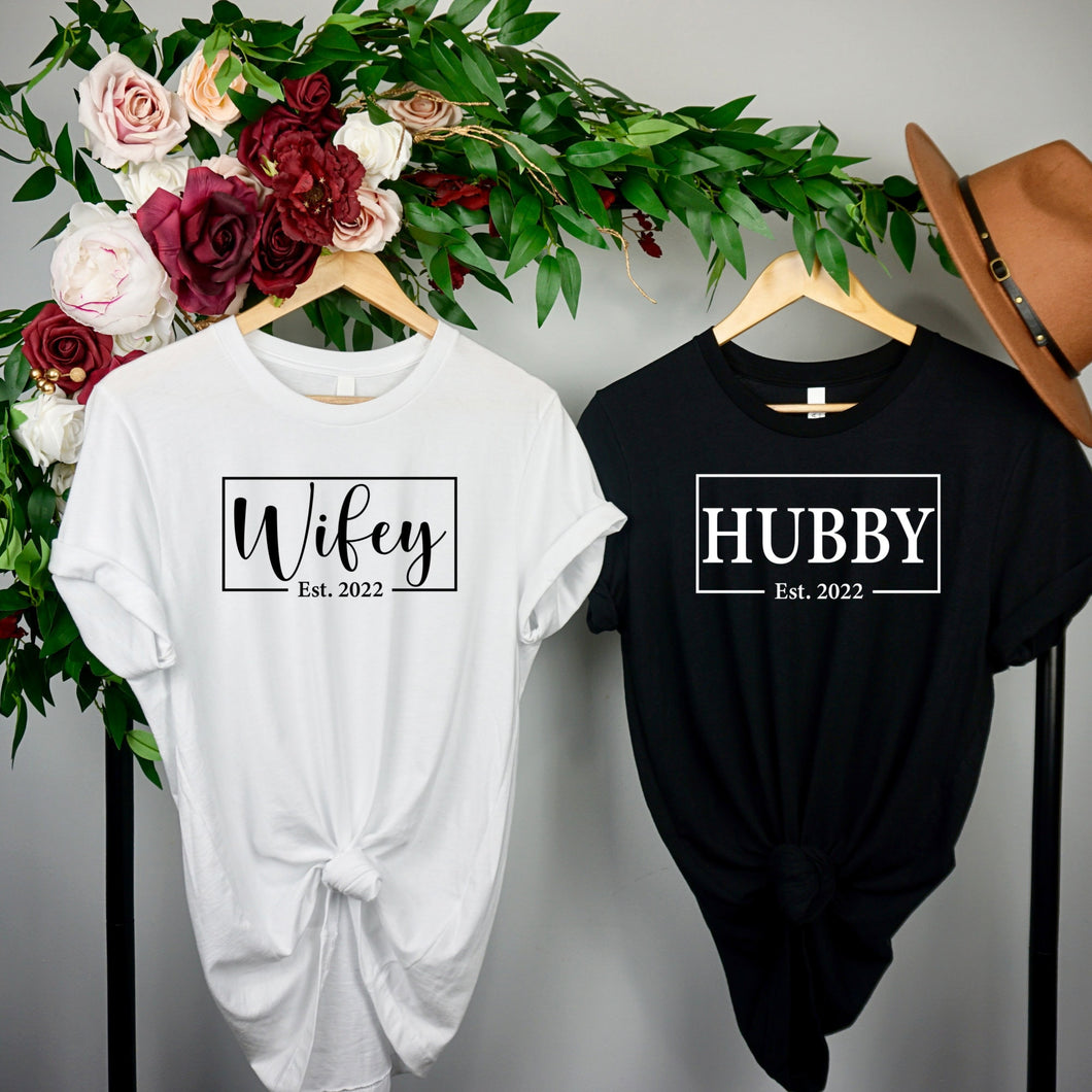 Hubby and Wifey Established Bella Canvas Tee Shirt, Hubby and Wifey, Bride and Groom, Wedding , Husband and Wife , Anniversary